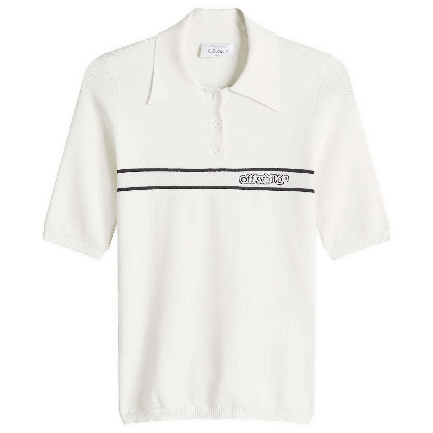 Polo skjorte Off-White Women's Short Sleeve Polo Top with Logo Stripe by Off-White Hvid | OWHV005S25KNI0010A10, 1