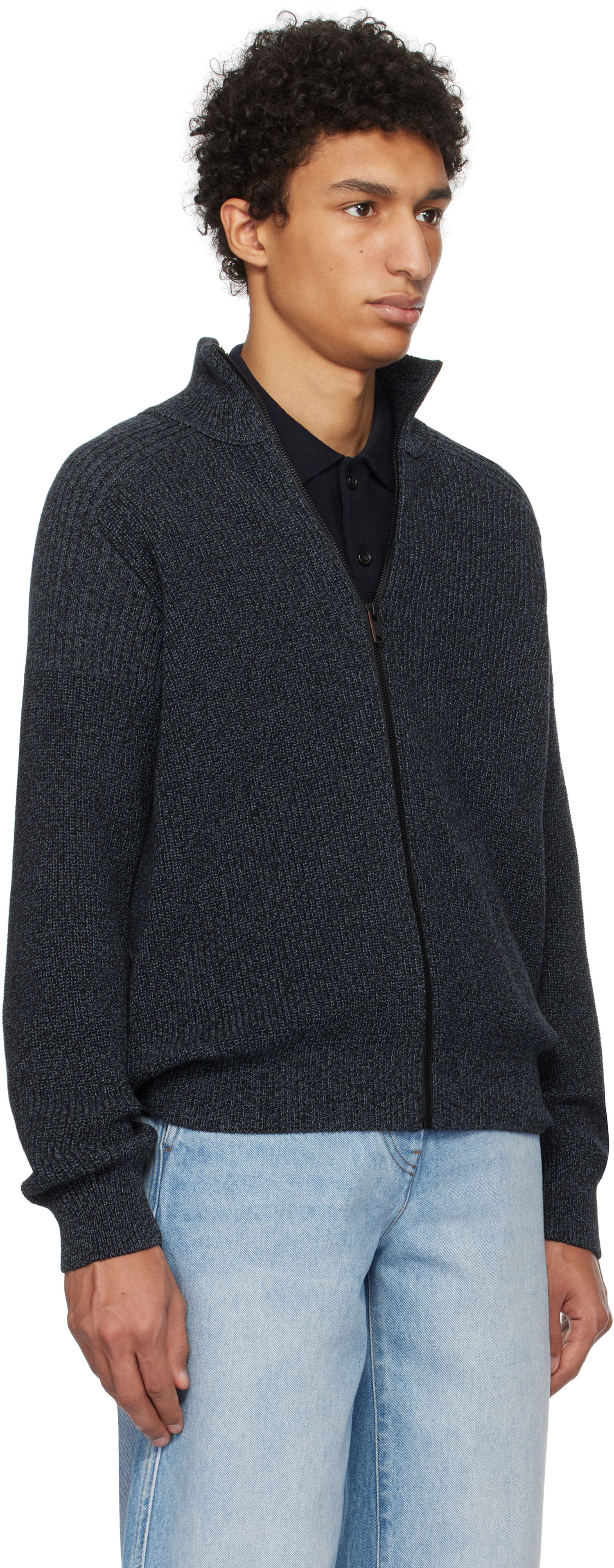 Sweater BOSS Zip Sweater Mørkeblå | 50531511, 1
