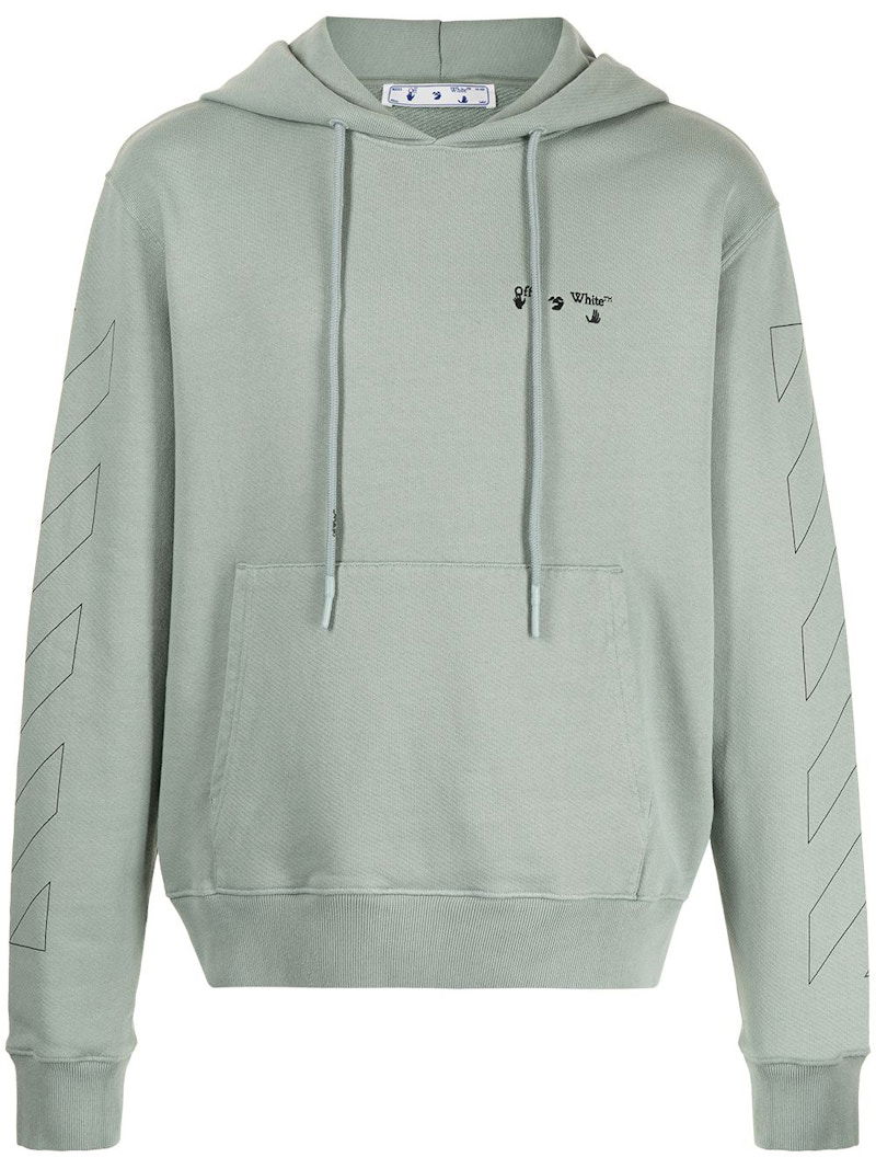 Sweatshirt Off-White Diag Hoodie Grøn | OMBB034R21FLE0025010