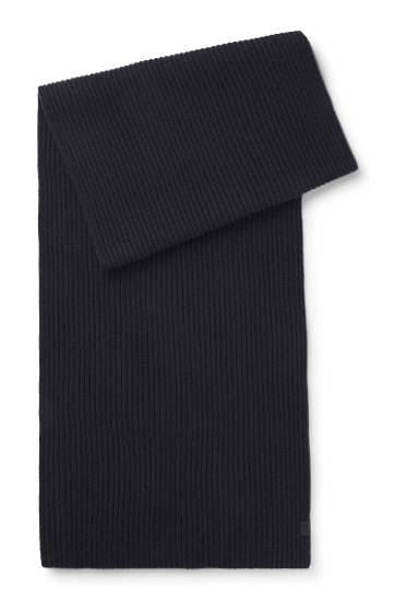 Tørklæde BOSS BECKHAM x BOSS ribbed knit virgin wool and cashmere scarf Sort | 50552883