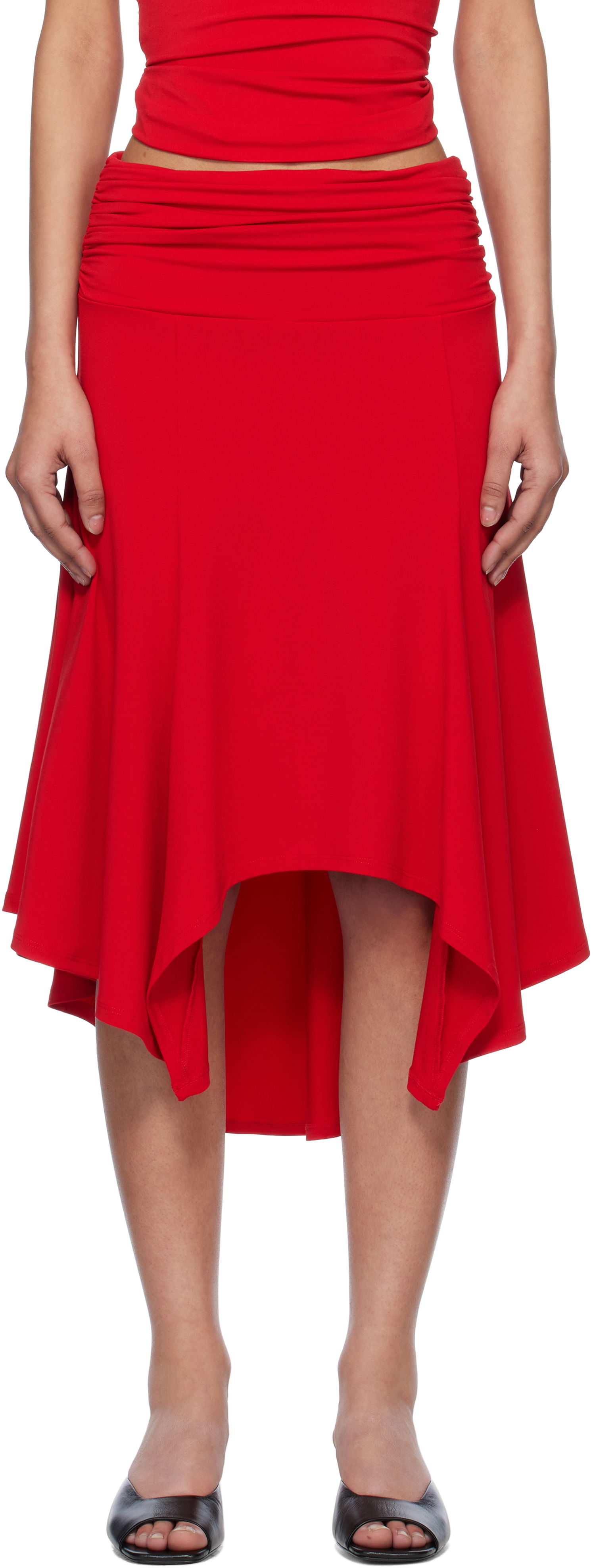 Nederdel GUIZIO Guizio Soffiano High-Low Midi Skirt Rød | S25328K012, 0