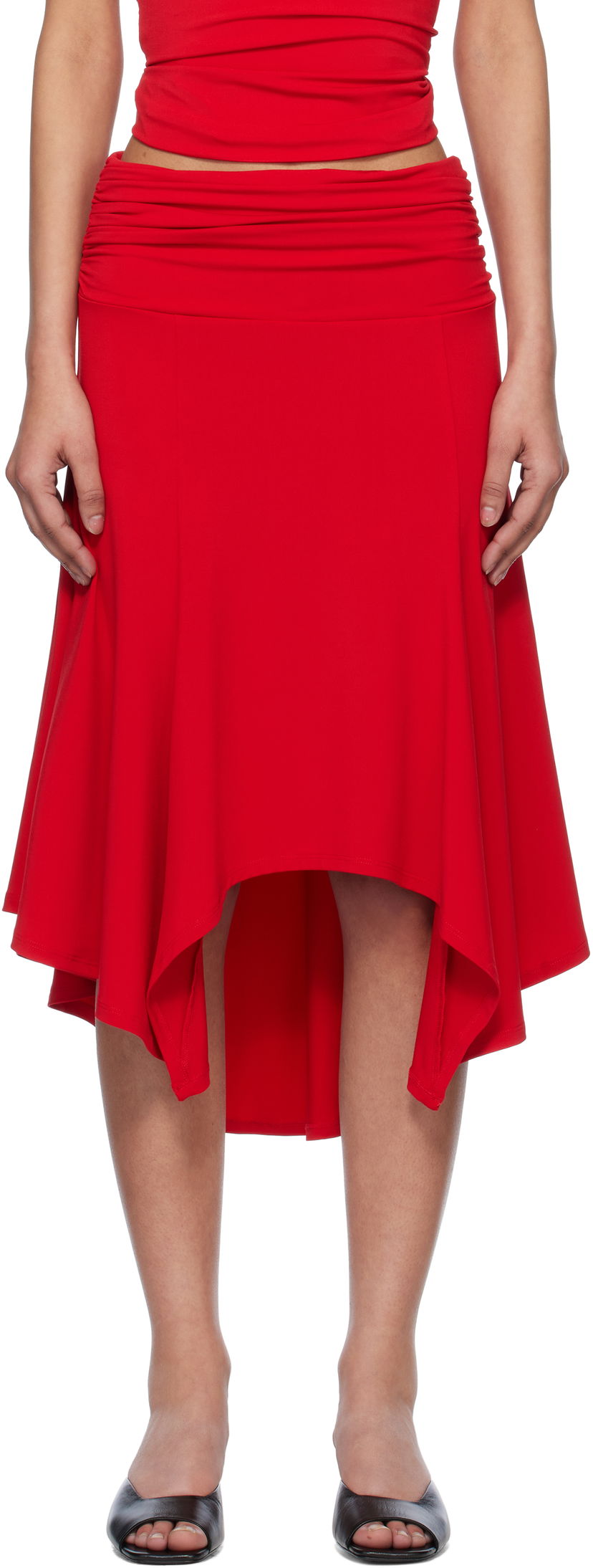 Nederdel GUIZIO Guizio Soffiano High-Low Midi Skirt Rød | S25328K012