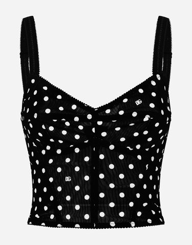 Tanktop Dolce & Gabbana Polka Dot Marquisette Corset Top Sort | F7AB7TFSUBGHNZQW, 0