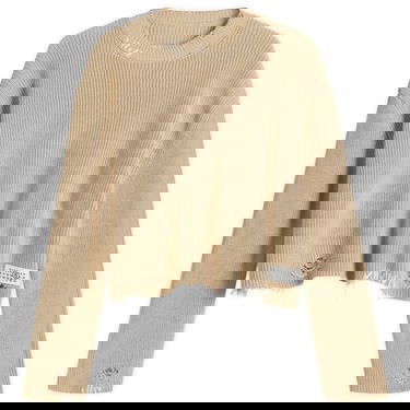 Sweater Maison Margiela MM6 Maison Margiela Women's Distressed Knit Crewneck Sweater, Size Large Beige | S52HL0036M13089119, 0
