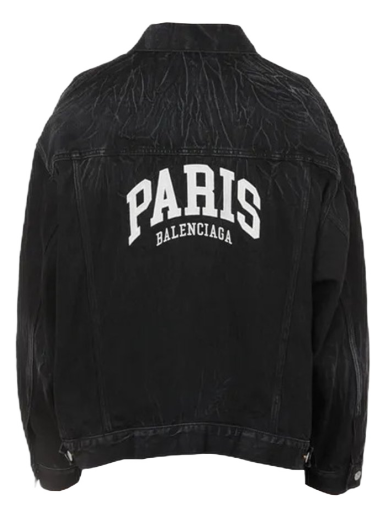 Sweatshirt Balenciaga Cities Paris Large Fit Denim Jacket Sort | 690198TBP470903