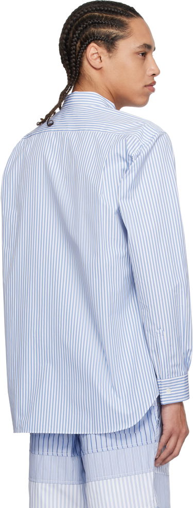 Skjorte Comme des Garçons Comme des Garçons Yarn Dyed Stripe 3D Roses Shirt Blå | FO-B039-051, 2