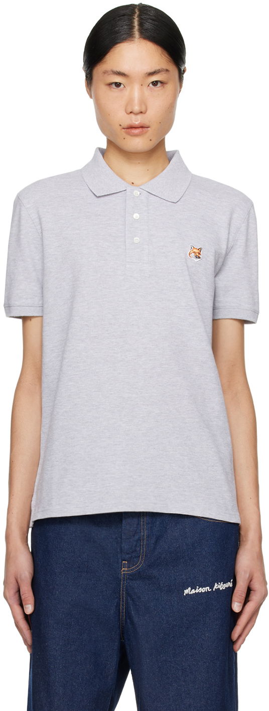Polo skjorte MAISON KITSUNÉ Fox Head Polo Grå | LM00208KJ7002H120