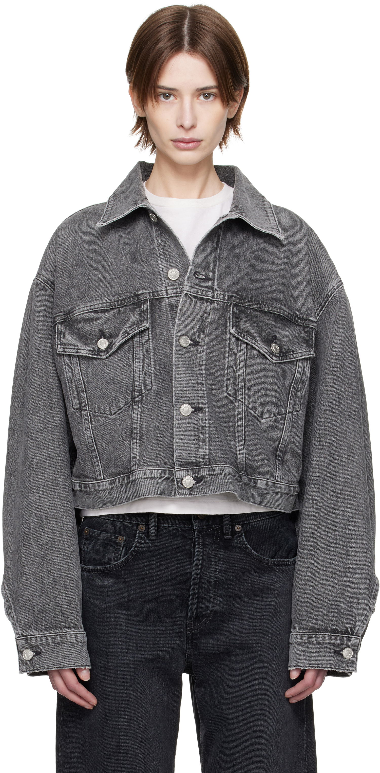 Jakke AGOLDE AGOLDE Palmer Cropped Denim Jacket Grå | A5047-1346, 0