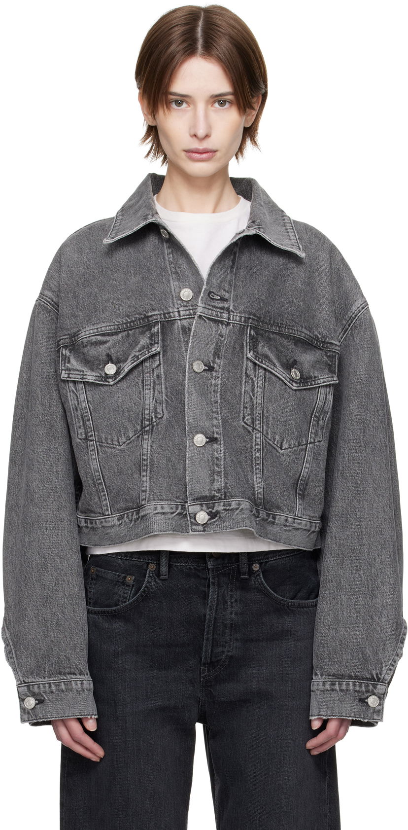 Jakke AGOLDE AGOLDE Palmer Cropped Denim Jacket Grå | A5047-1346