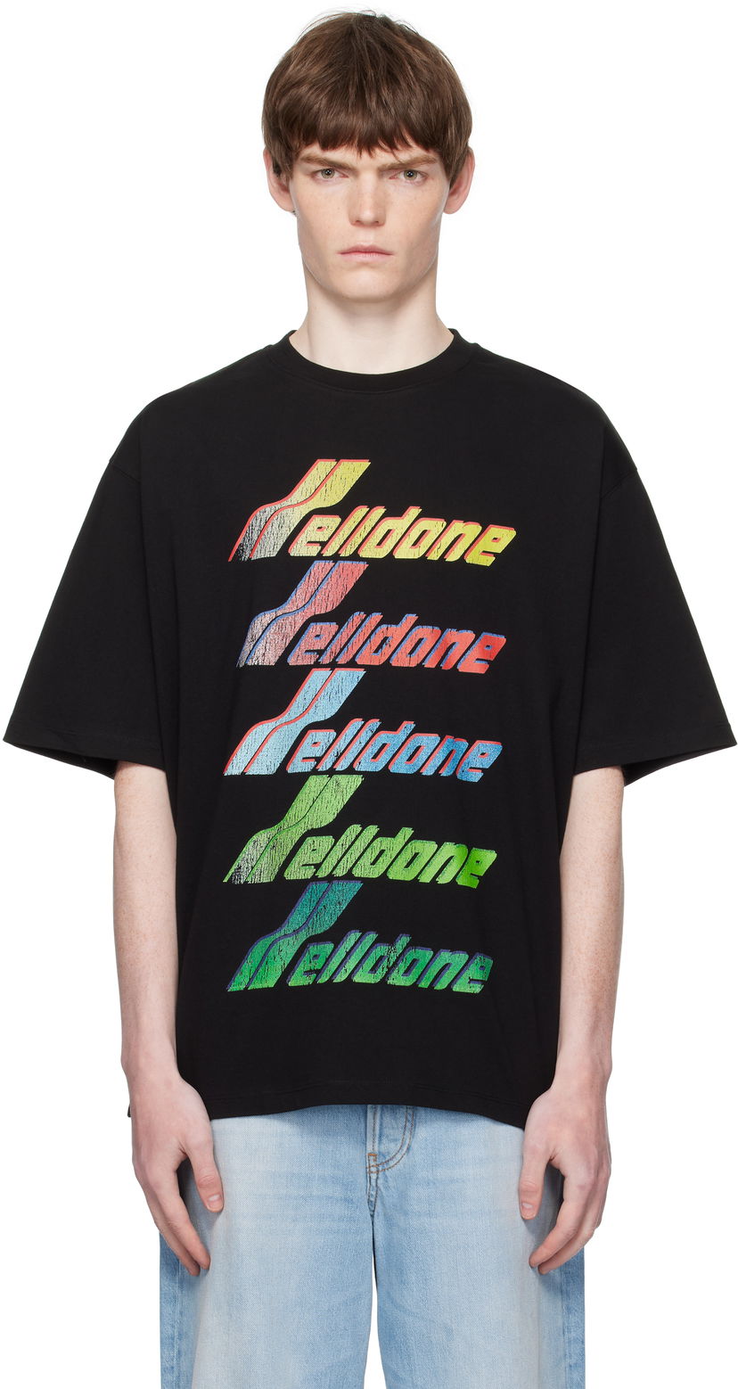 T-shirt We11done We11done Multi Rainbow Logo T-Shirt Sort | WD-TT2-25-755-U-BK