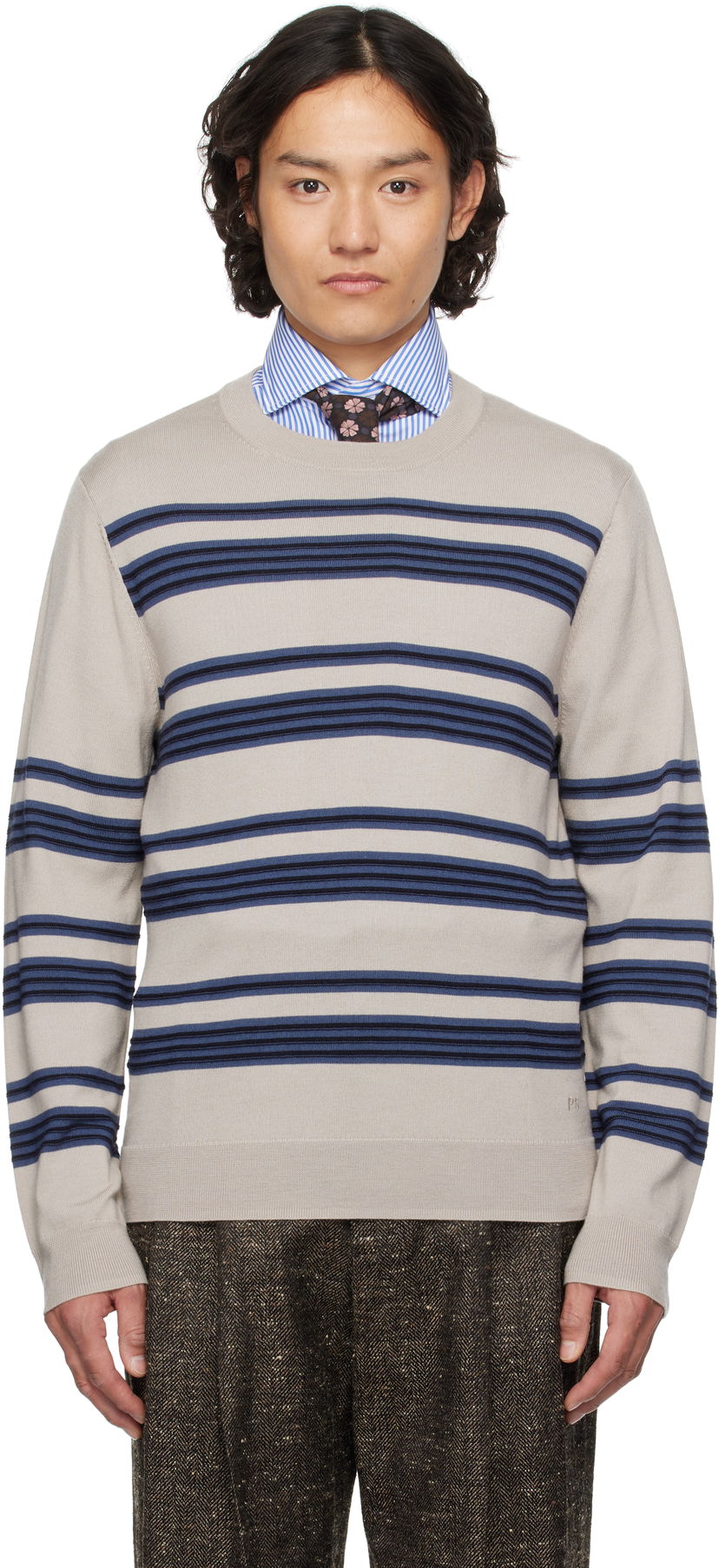 Sweater Paul Smith PS Paul Smith Raised Stripe Merino Wool Sweater Beige | M2R-307Z-P22297-61