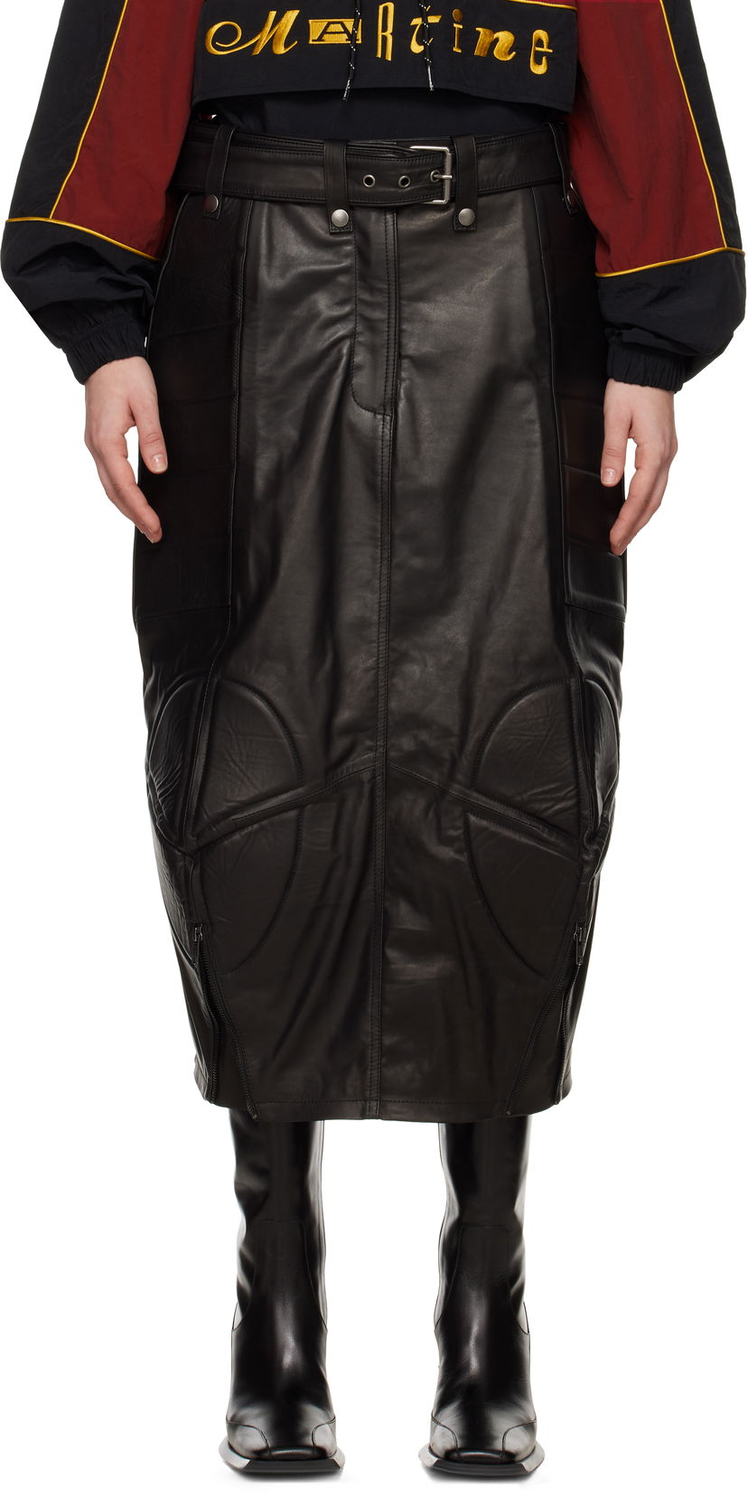 Nederdel Martine Rose Martine Rose Biker Leather Midi Skirt Sort | 548LP15001