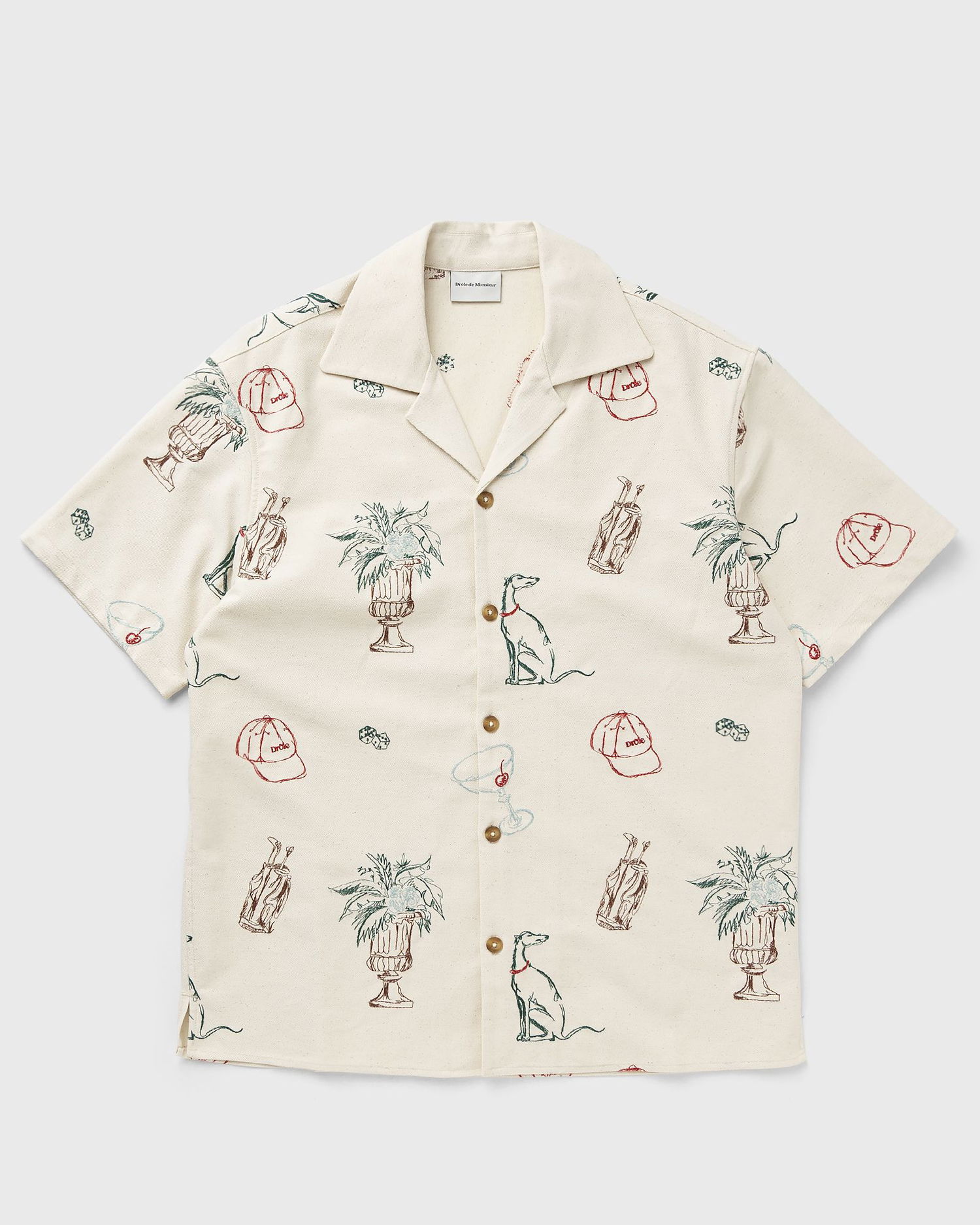 Skjorte Drôle de Monsieur Drôle de Monsieur Country Club Embroidered Shirt XL Beige | G-SH214-CO198-EC, 0