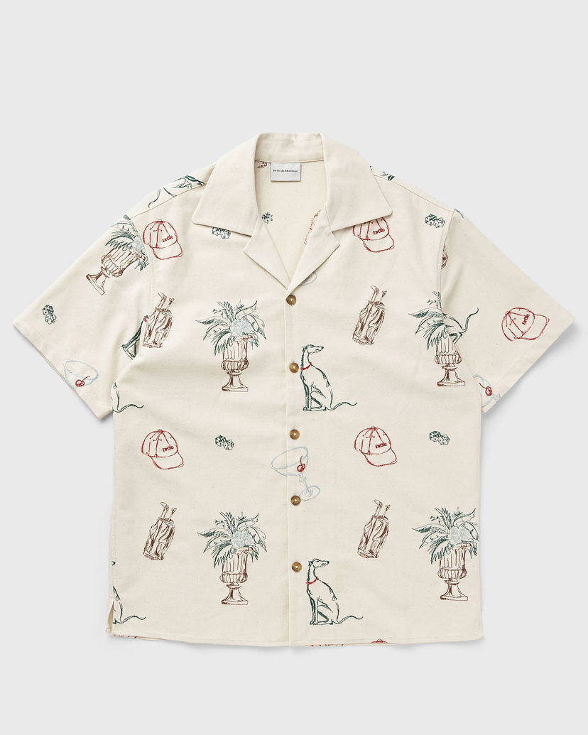Skjorte Drôle de Monsieur Drôle de Monsieur Country Club Embroidered Shirt XL Beige | G-SH214-CO198-EC