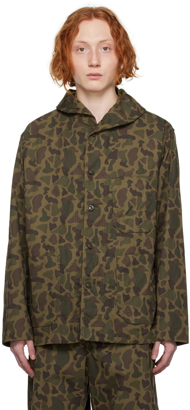 Skjorte Engineered Garments Camouflage Print Utility Jacket Grøn | 23S1D042