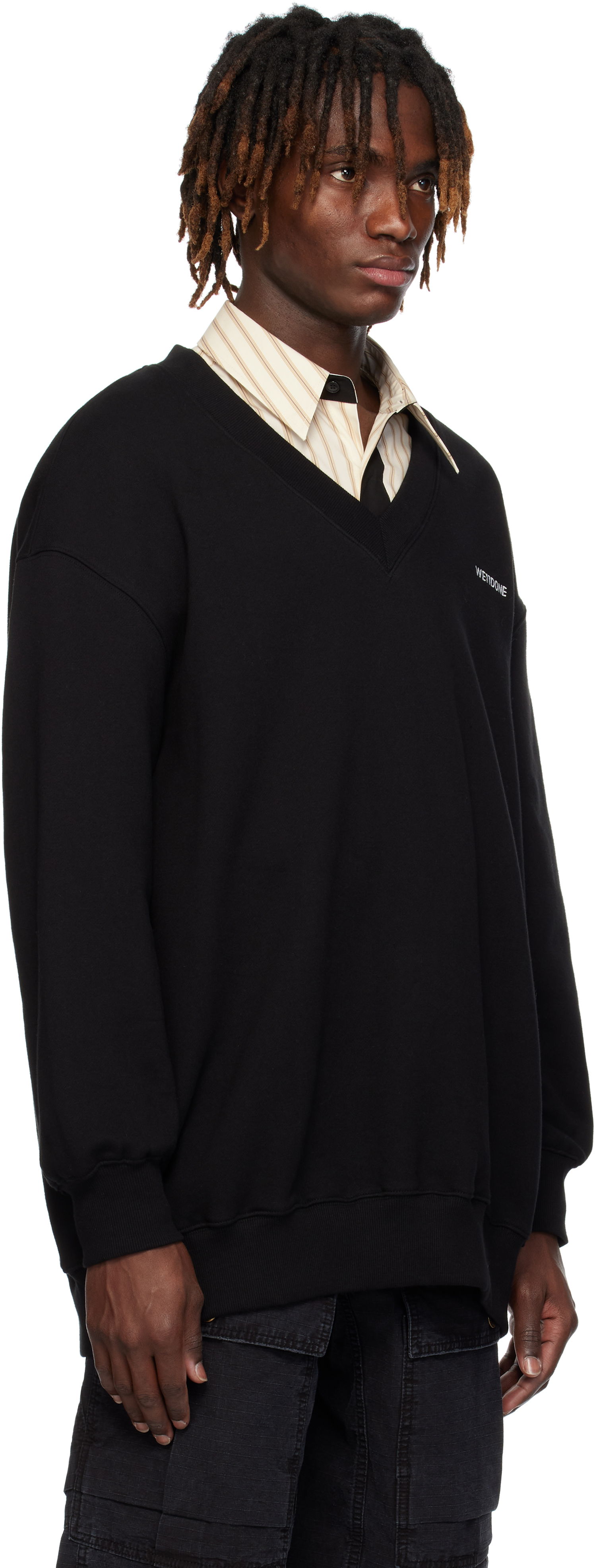 Sweater We11done We11done Oversized V-Neck Sweatshirt Sort | WD-TS0-25-773-U-BK, 1