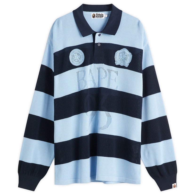 T-shirt BAPE A Bathing Ape Jacquard Multi Logo Stripe Relaxed Fit LS T-Shirt Blå | 001LTL301309M-NVY