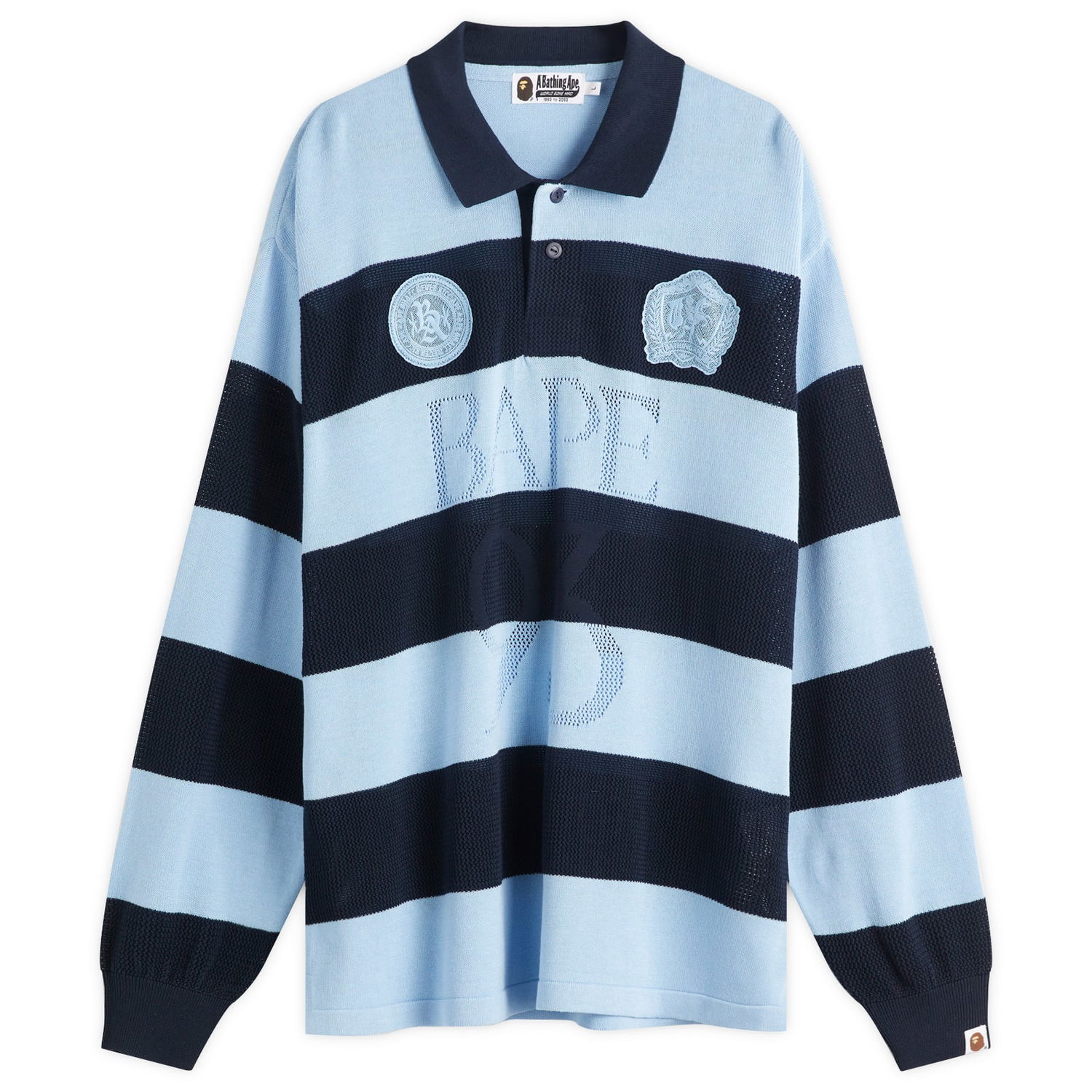 T-shirt BAPE A Bathing Ape Jacquard Multi Logo Stripe Relaxed Fit LS T-Shirt Blå | 001LTL301309M-NVY, 0