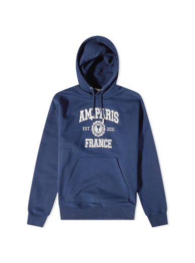 Sweatshirt AMI Paris Varsity Logo Popover Hoody Mørkeblå | USW208-747-491