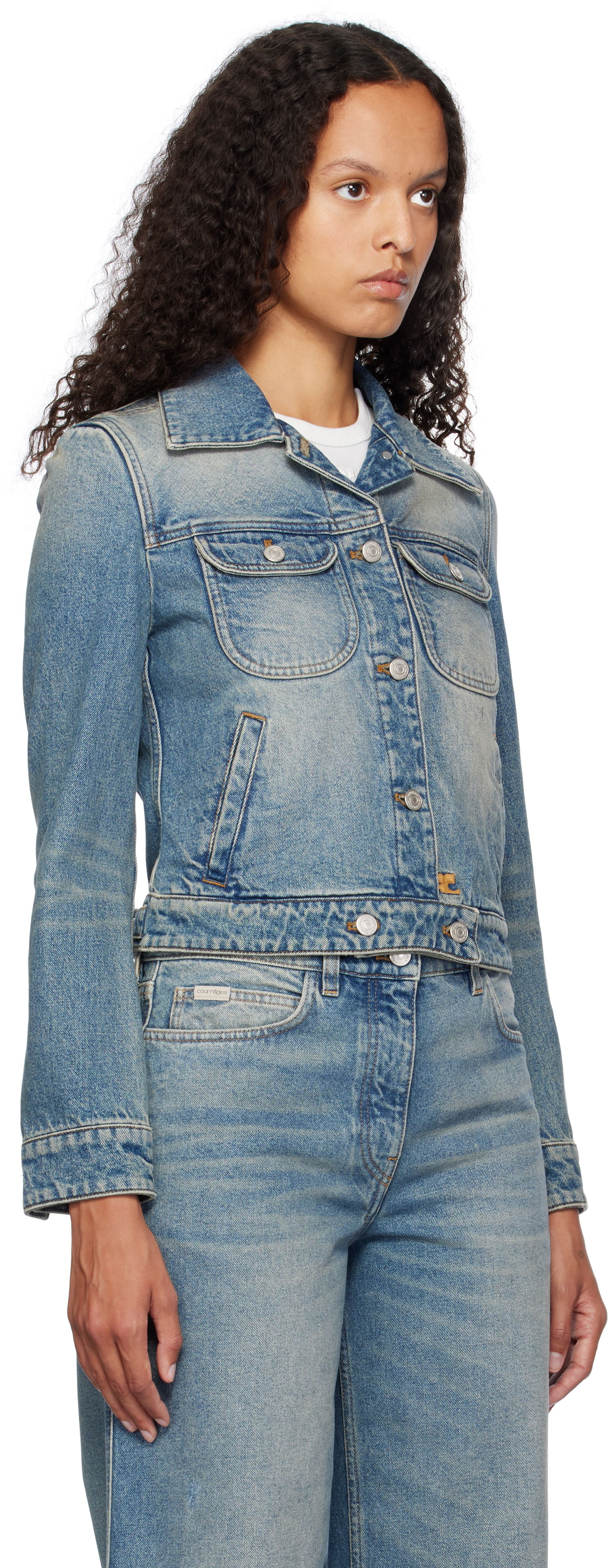 Jakke Courrèges Courrèges Denim Trucker Jacket Blå | 324DBL002DE0033, 1