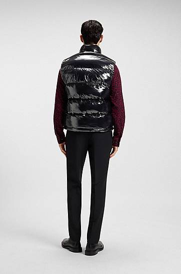 Vest BOSS Water-repellent Gloss Puffer Gilet Sort | 50547981, 1