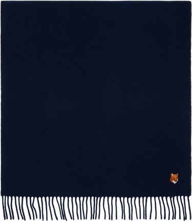 Tørklæde MAISON KITSUNÉ Fox Head Scarf Mørkeblå | PM06201BT3004, 0