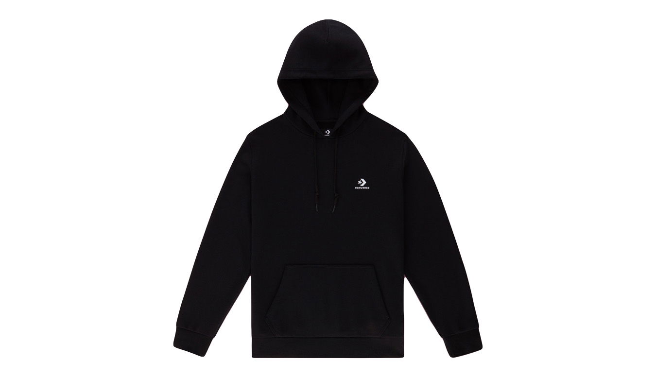 Sweatshirt Converse Embroidered Star Chevron French Terry Pullover Hoodie Sort | 10020343-A01, 1