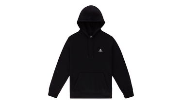Sweatshirt Converse Embroidered Star Chevron French Terry Pullover Hoodie Sort | 10020343-A01, 1