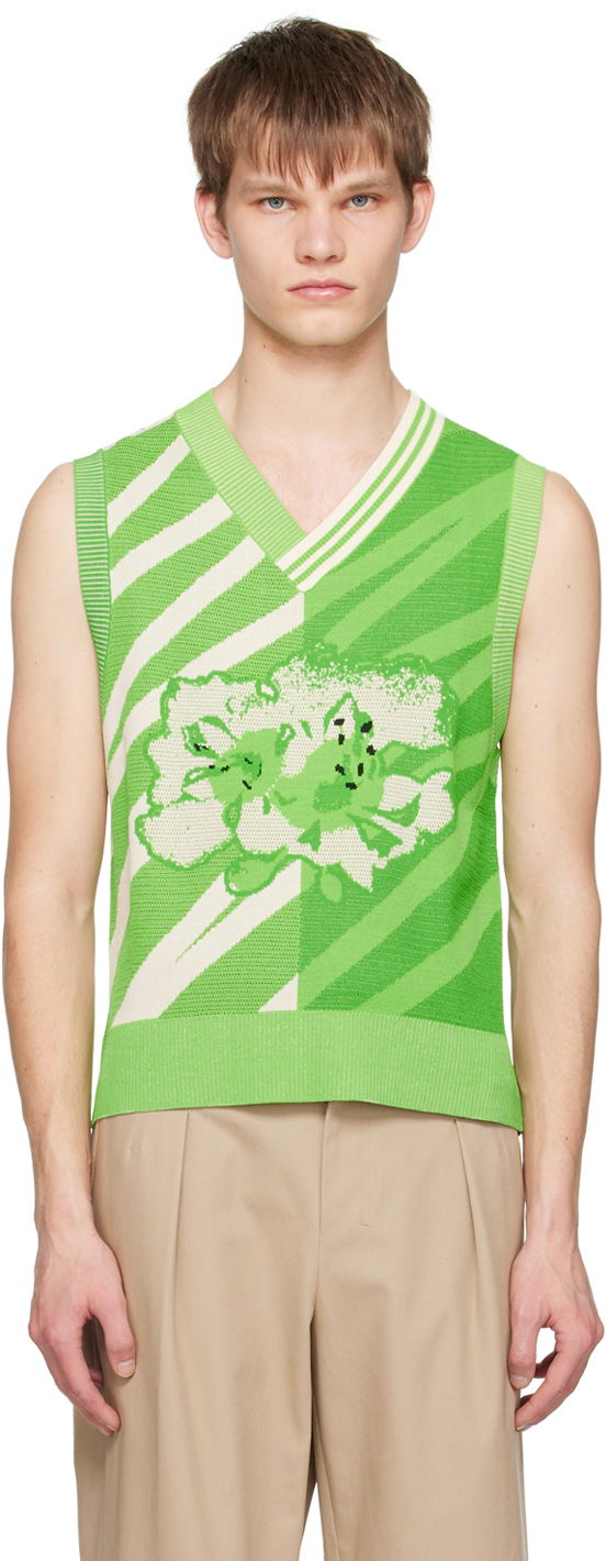 Sweater Feng Chen Wang Feng Chen Wang Floral Knit Vest Grøn | FUS15KT07G