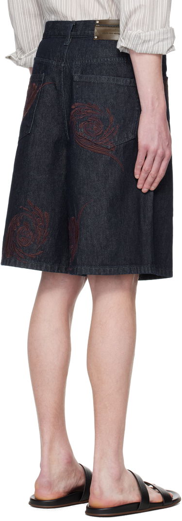 Shorts Dries Van Noten Dries Van Noten Embroidered Denim Shorts Blå | 251-080918-1554, 2