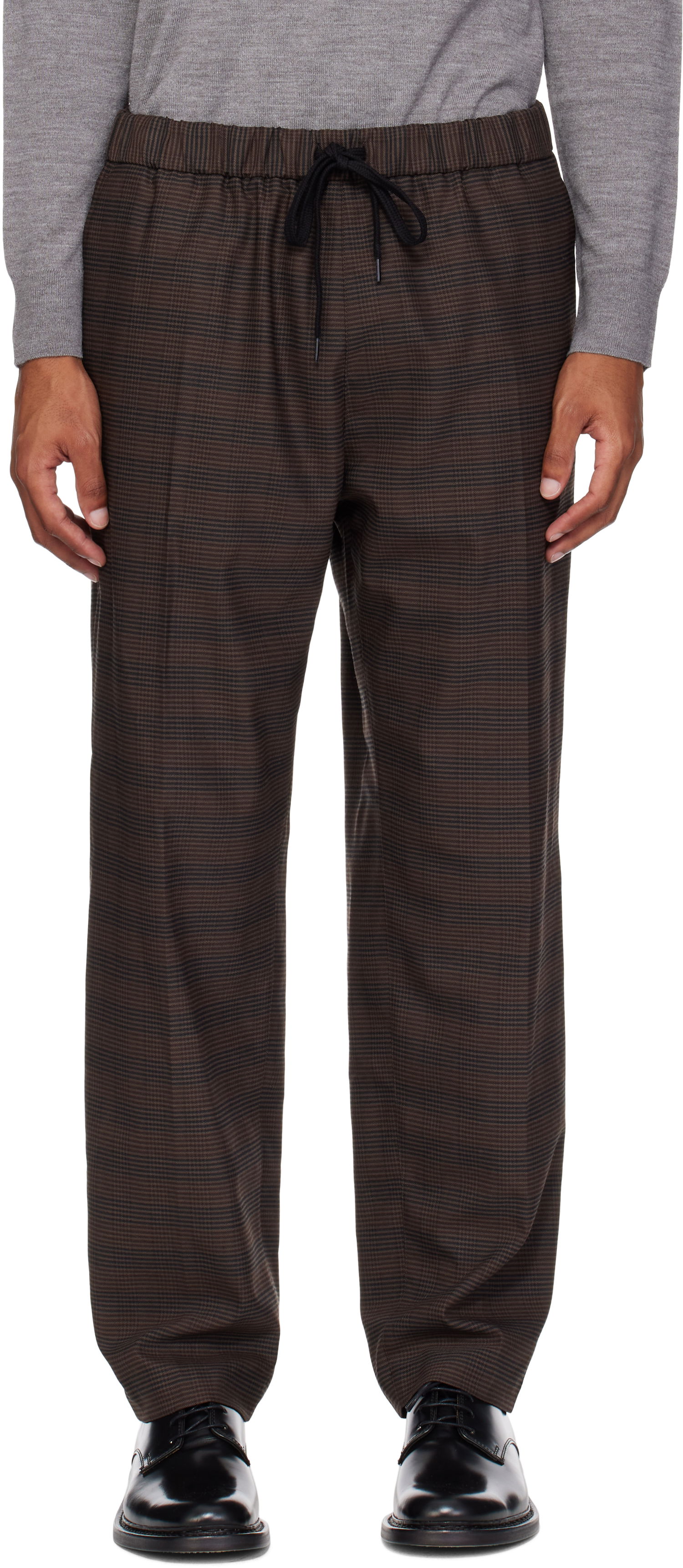 Bukser Maison Margiela MM6 Maison Margiela Relaxed-Fit Glen Plaid Trousers Brun | SH0KA0028 M35475, 0