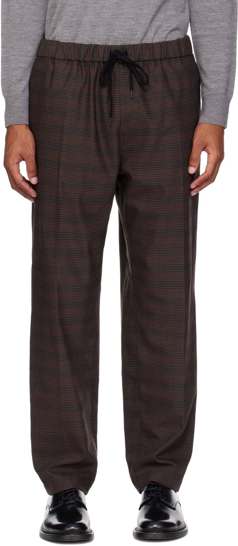 Bukser Maison Margiela MM6 Maison Margiela Relaxed-Fit Glen Plaid Trousers Brun | SH0KA0028 M35475