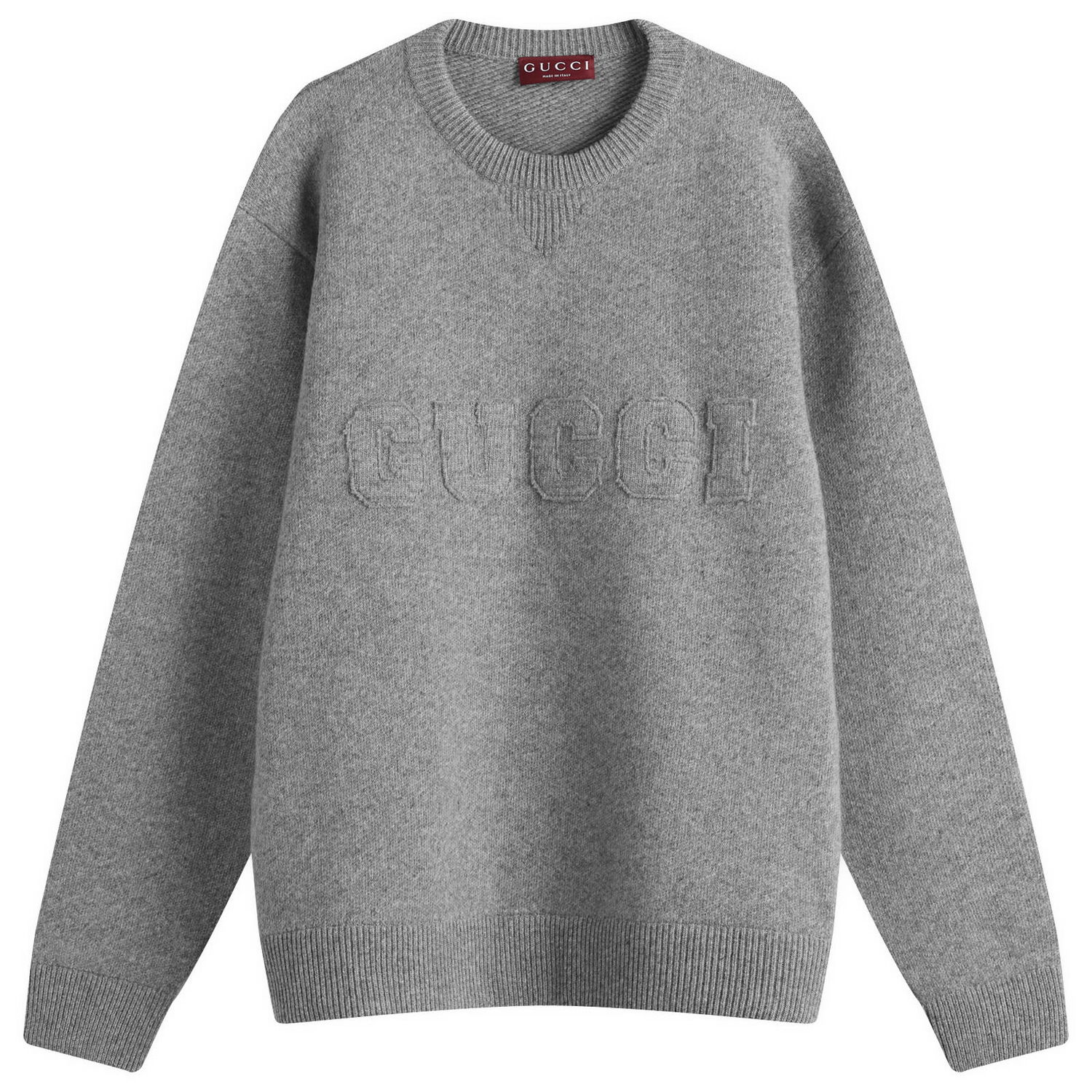 Sweater Gucci Gucci Embossed Wool Crew Neck Knit Grå | 811405-XKEKO-1200, 1