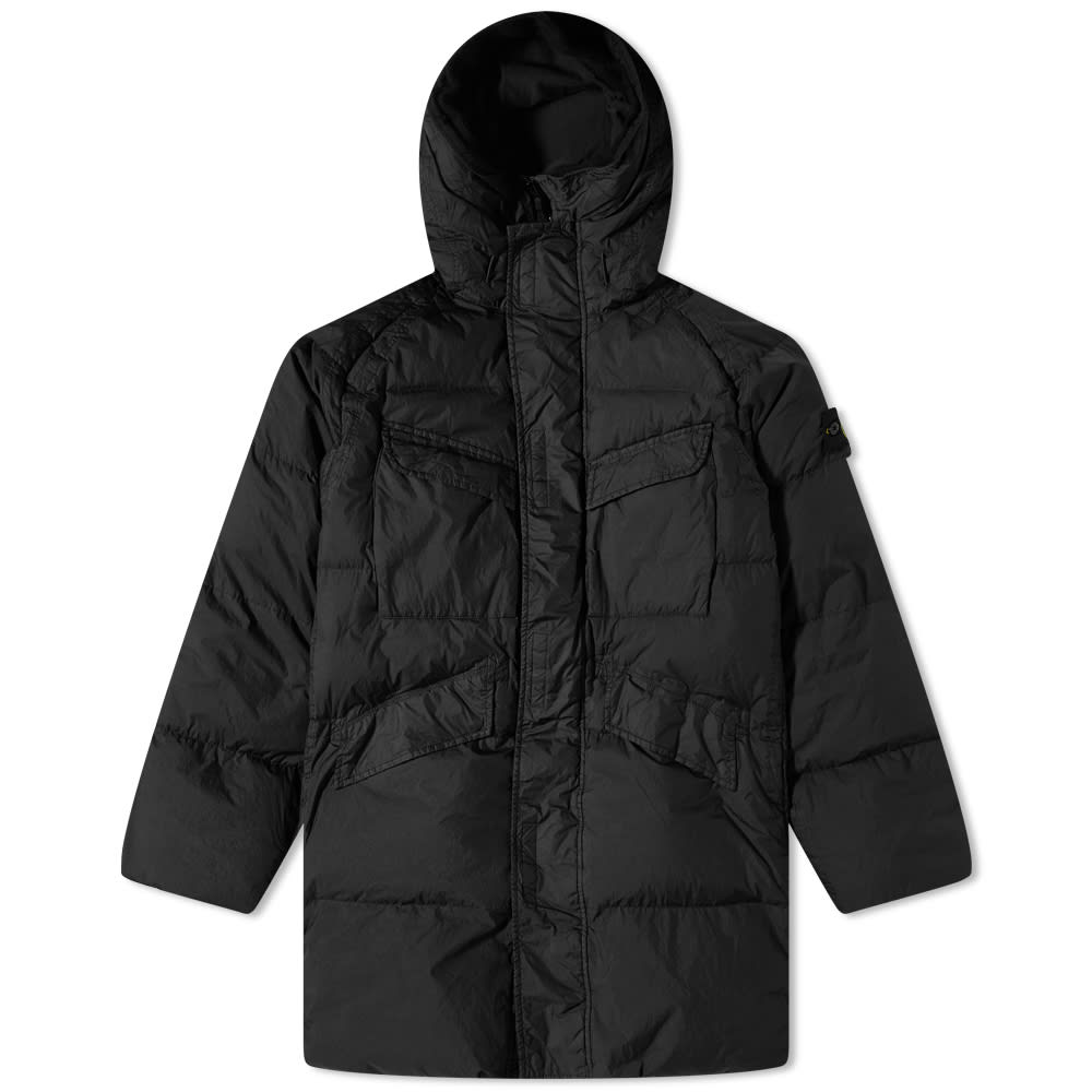 Puffer jakke Stone Island Crinkle Reps Long Down Coat Sort | 771570123-V0029, 0