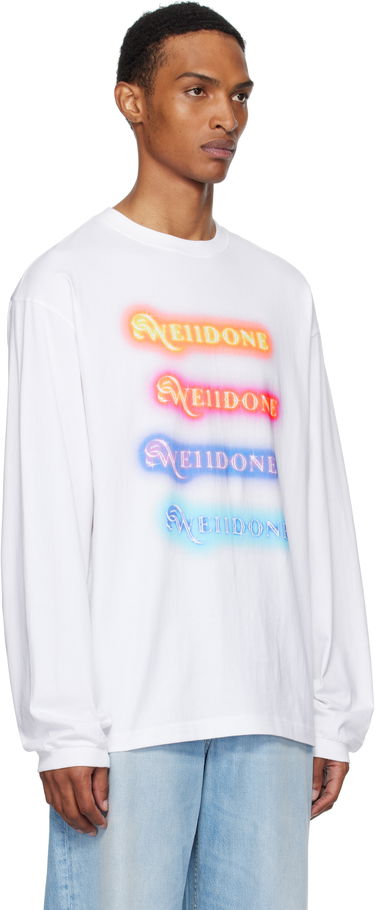 T-shirt We11done We11done Neon Logo Long Sleeve Tee Hvid | WD-TT2-25-754-U-WH, 1