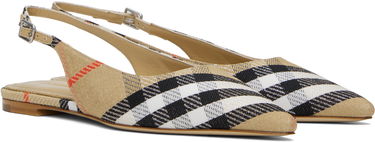 Tilbehør Burberry Burberry Birdie Check Slingback Flats Beige | 8106155, 3