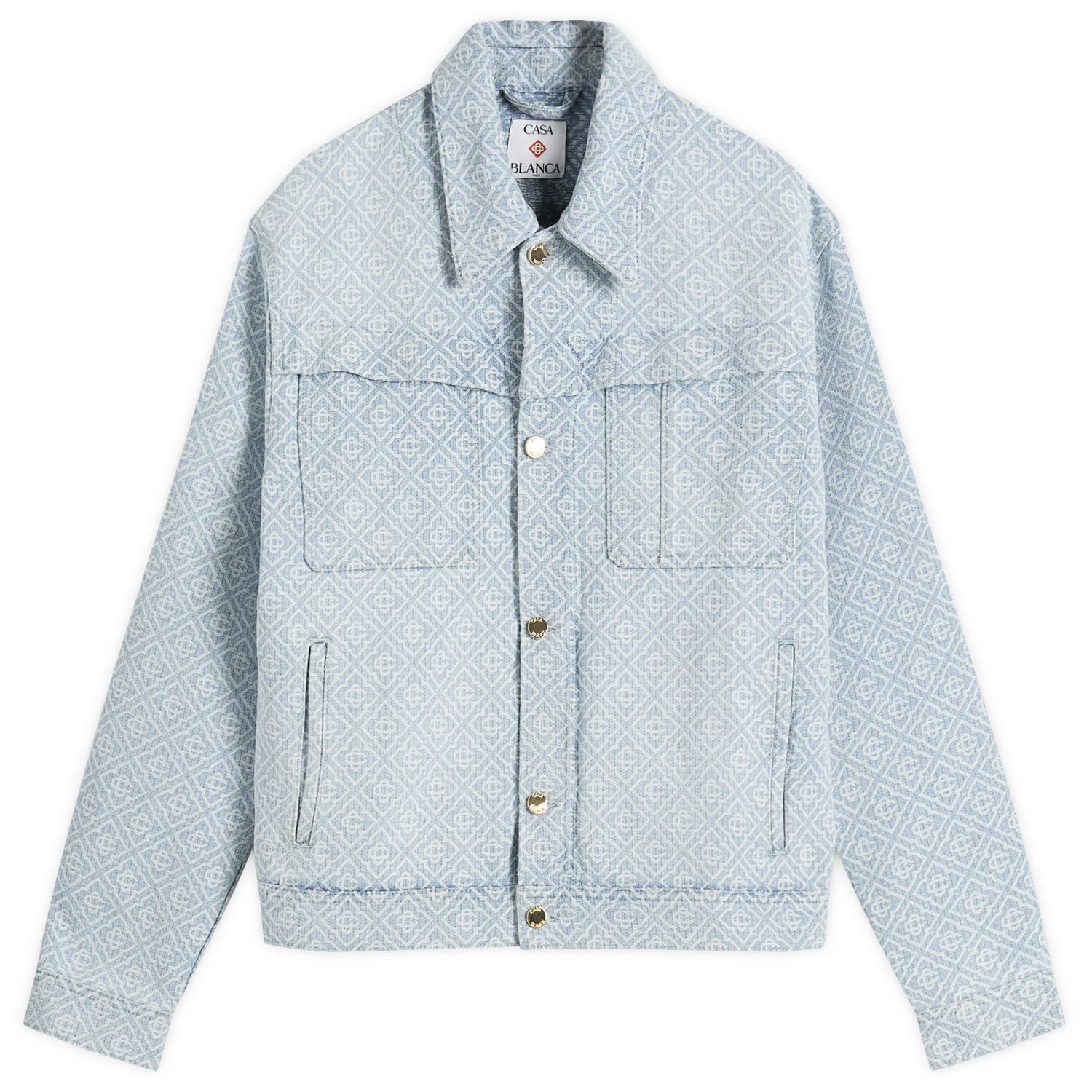 Jakke Casablanca Casablanca Monogram Denim Jacket, Size Large Blå | MPF25-JK-401-02, 0