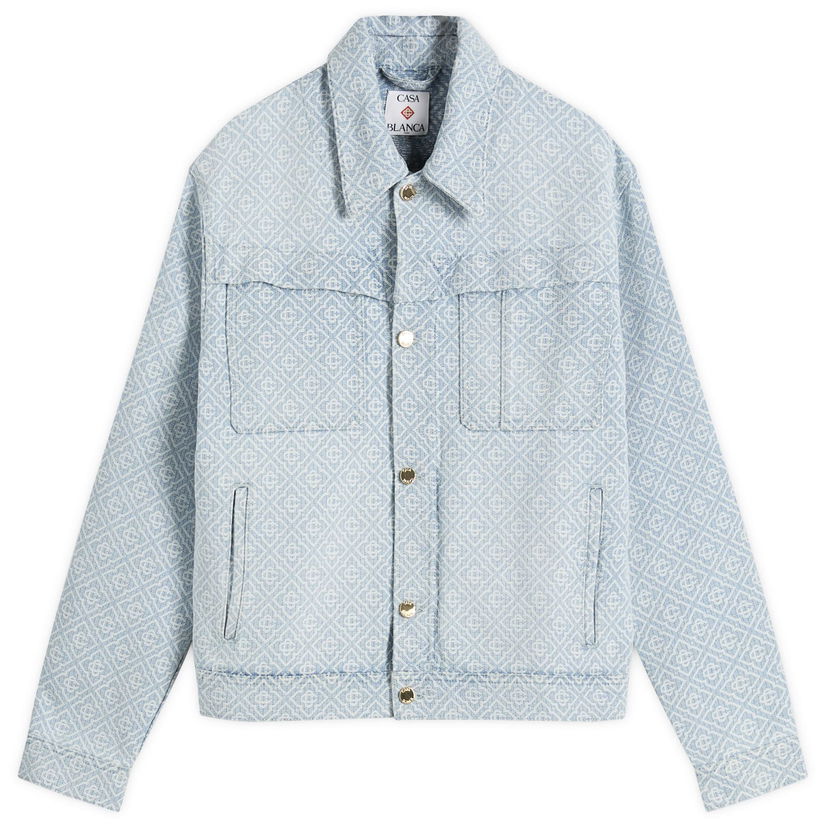 Jakke Casablanca Casablanca Monogram Denim Jacket, Size Large Blå | MPF25-JK-401-02