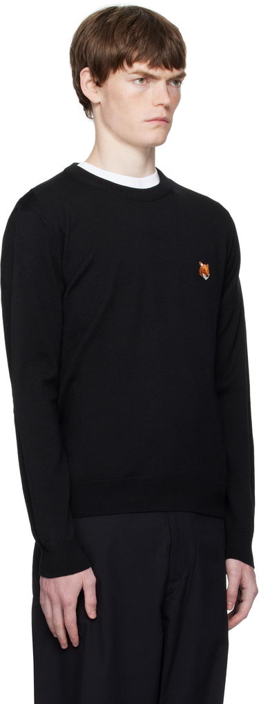 Sweater MAISON KITSUNÉ Maison Kitsuné Fox Head Patch Regular Fit Sweater Sort | PM00801KT1181, 1