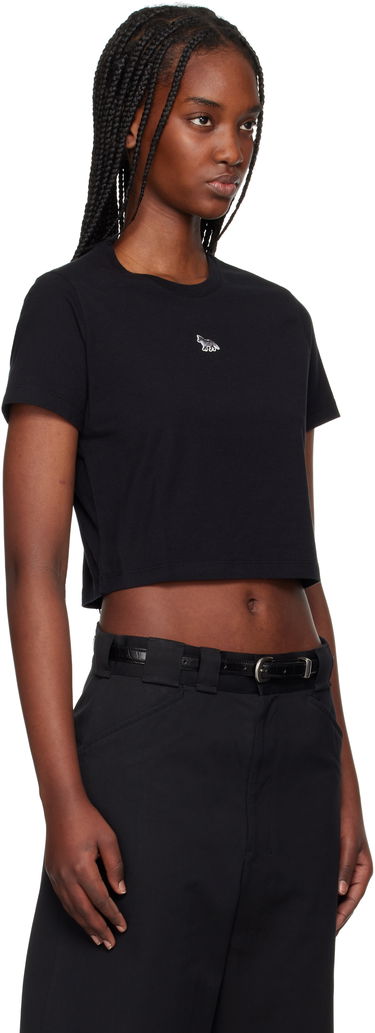 Crop top MAISON KITSUNÉ Maison Kitsuné Baby Fox Patch Cropped T-Shirt Beige | MW00105KJ0008, 4