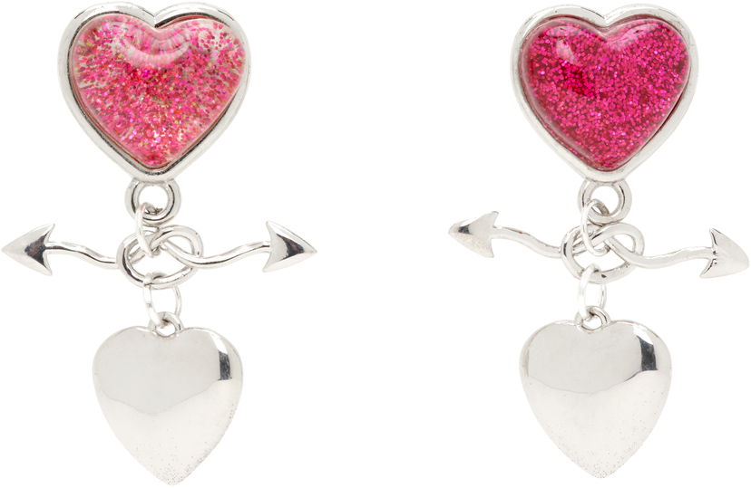 Øreringe Chopova Lowena Entwined Heart Drop Earrings Lyserød | 6634