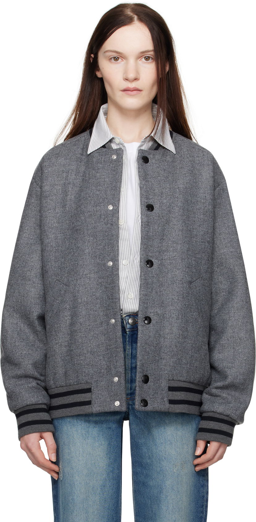 Bomberjakke A.P.C. Wool Bomber Jacket Grå | WVBEB-M02974