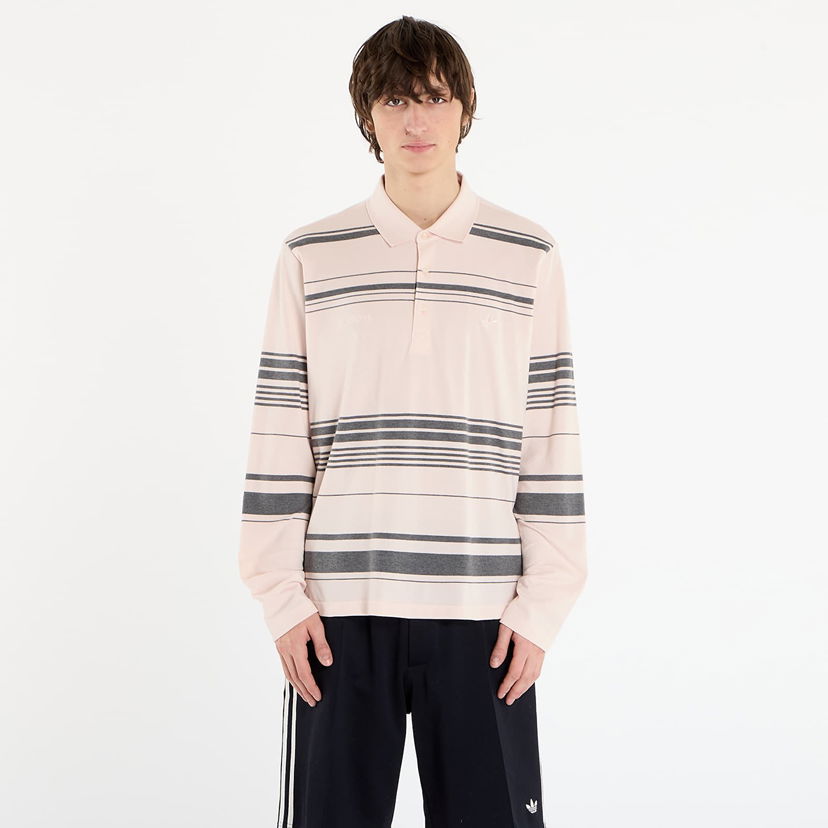 Polo skjorte adidas Originals Wales Bonner Long-Sleeve Striped Polo Shirt Lyserød | KB2298