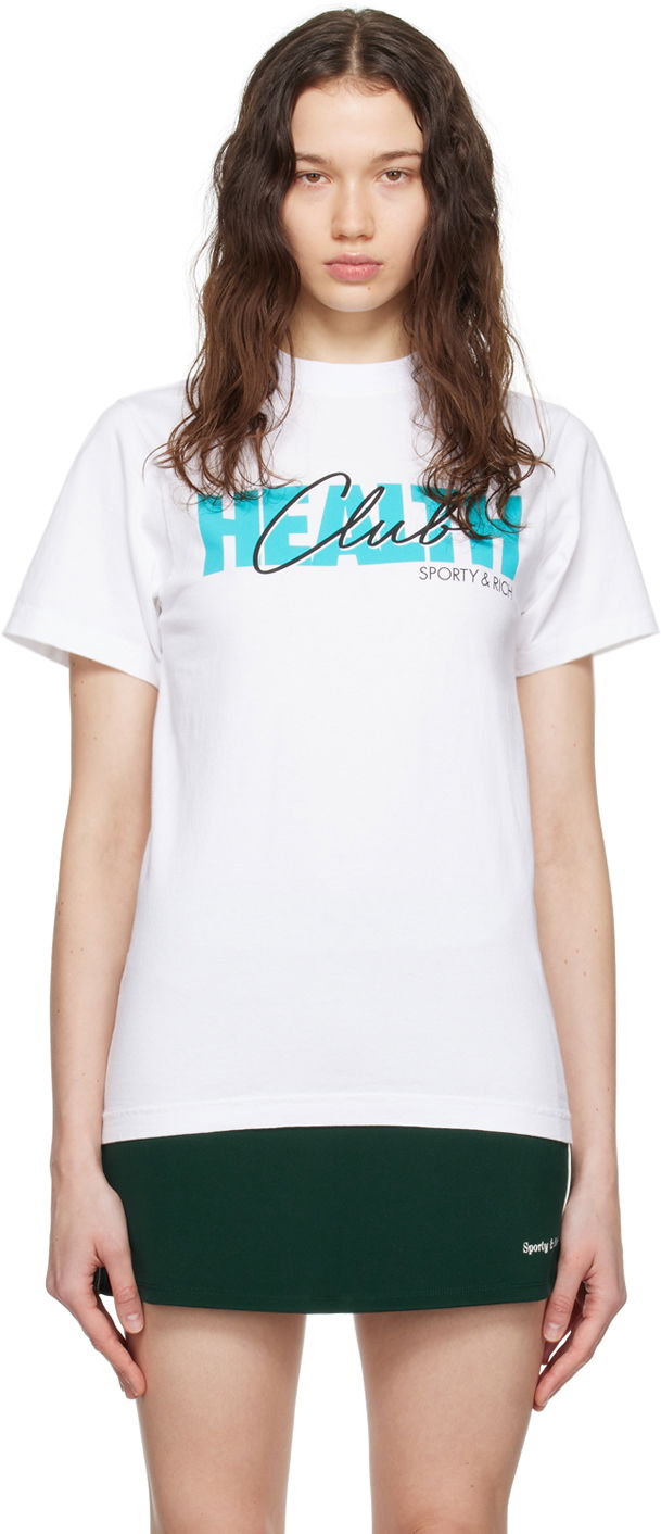 T-shirt Sporty & Rich 80s Club T-Shirt Hvid | TSAW2361WH, 0