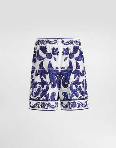 Shorts Dolce & Gabbana Dolce & Gabbana Majolica-Print Poplin Shorts Blå | I3J37WFI5JPHB5DQ, 1