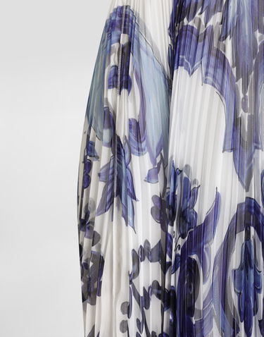 Kjole Dolce & Gabbana Dolce & Gabbana Majolica-Print Pleated Chiffon Dress Blå | I6KH6WFSSK7HX3TN, 3