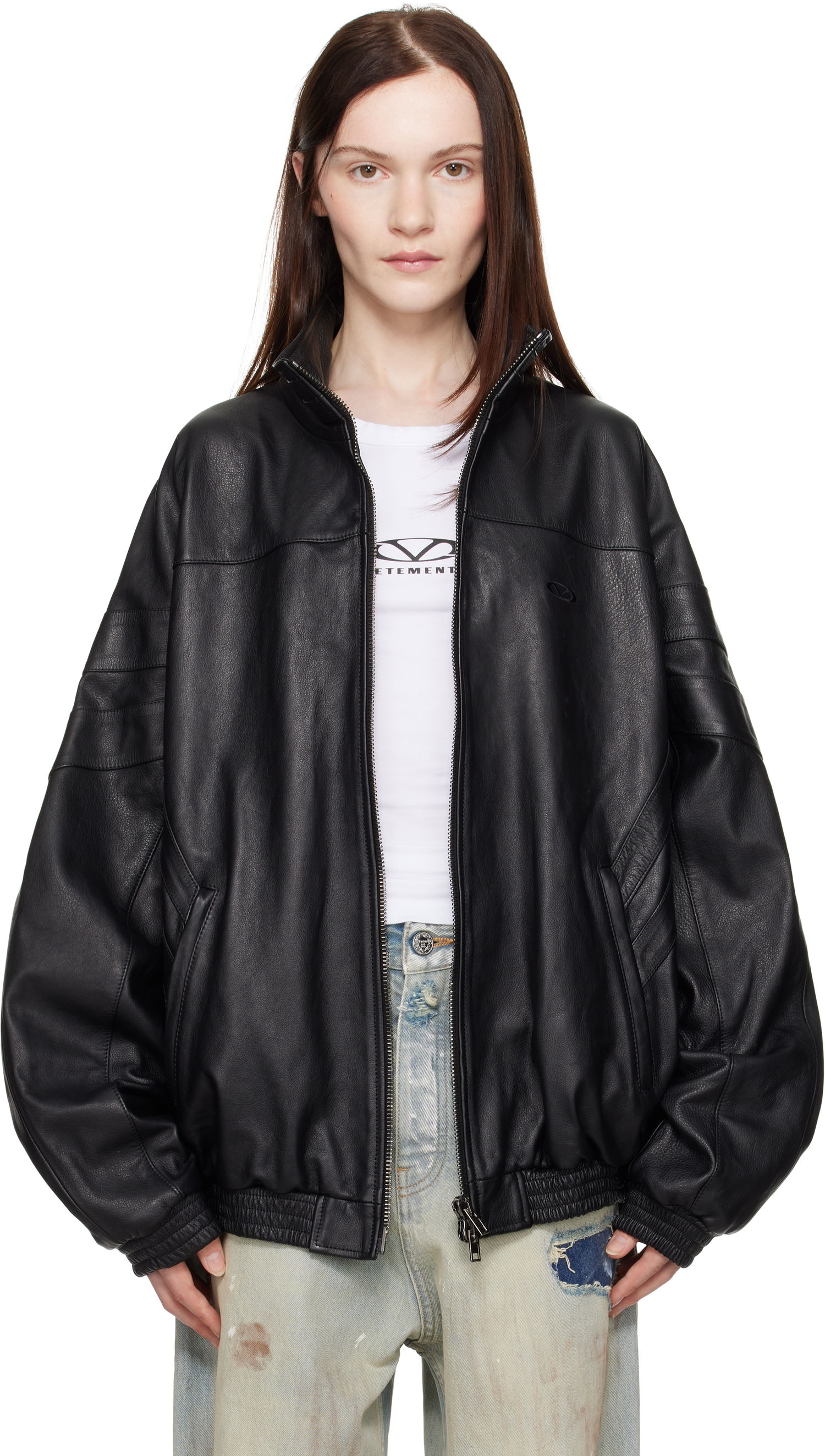 Bomberjakke VETEMENTS Vetements Tracksuit Leather Jacket Sort | UA66JA280B, 0