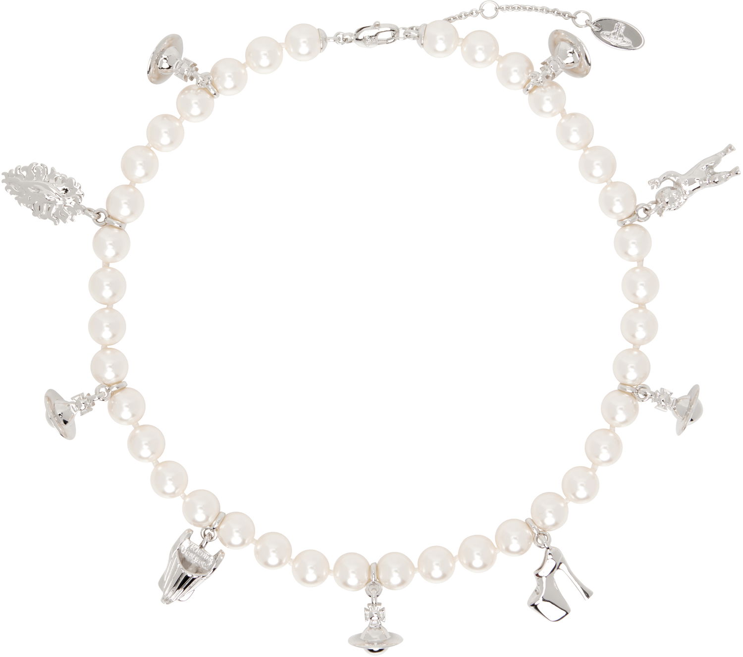 Halskæde Vivienne Westwood Pearl Necklace with Charms Metalisk | 63010131-02P103-, 0