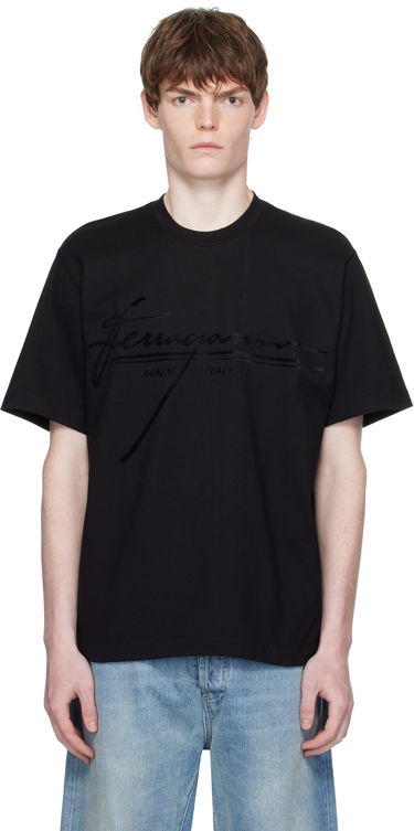 T-shirt FERRAGAMO Ferragamo Signature Crew Neck T-Shirt Sort | 786885, 0