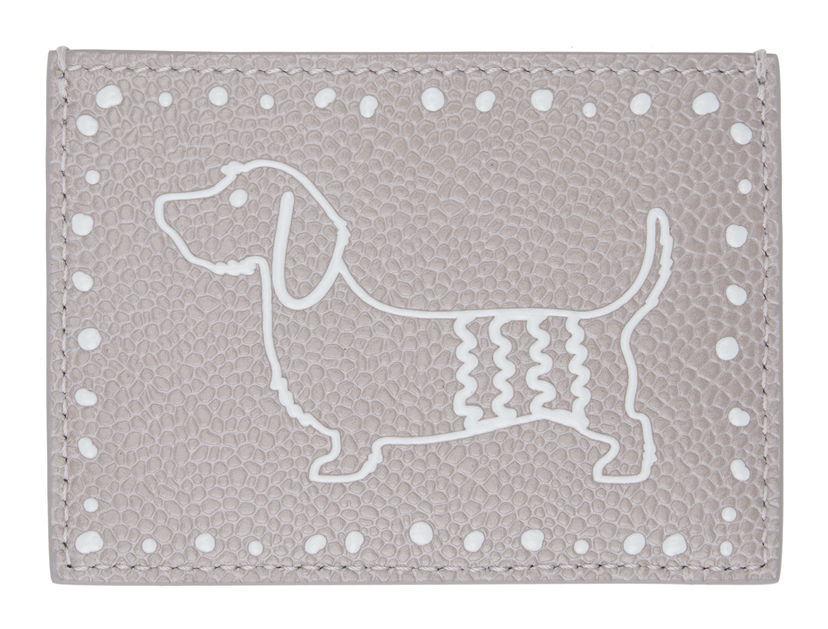 Tegnebog Thom Browne Pebbled Leather Card Holder Grå | UAW062A-00198